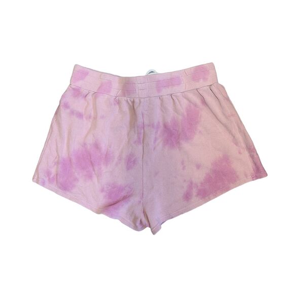 Volcom Tie Dye Pink & White Soft Fleece Front Tie Shorts Women's Size Medium - Picture 2 of 6